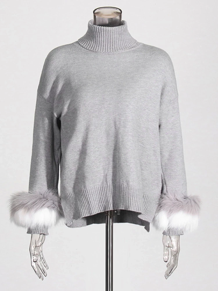 TWOTWINSTYLE High Neck Blocked Wollen Sweater