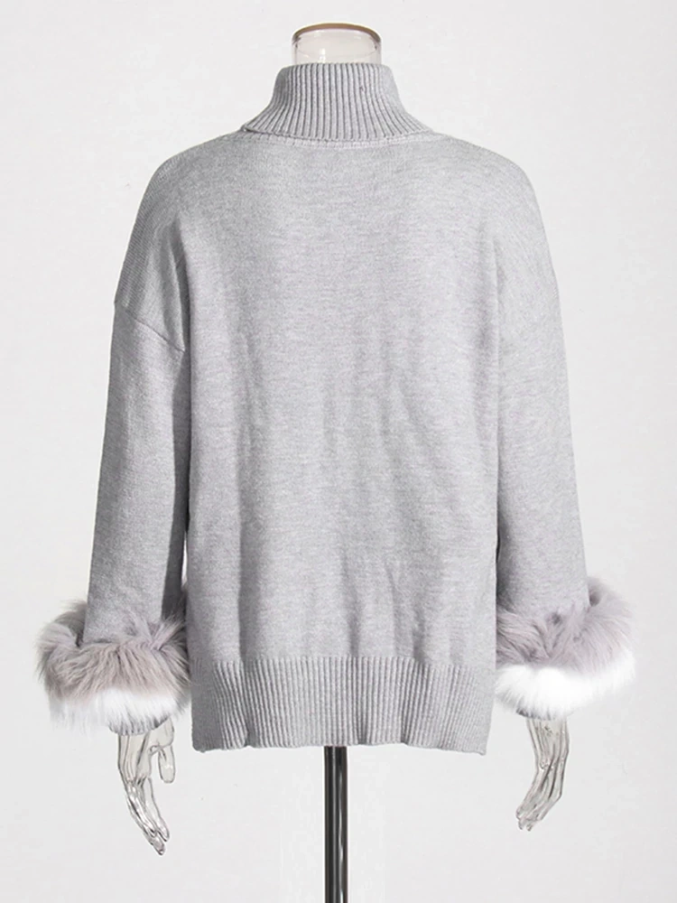 TWOTWINSTYLE High Neck Blocked Wollen Sweater