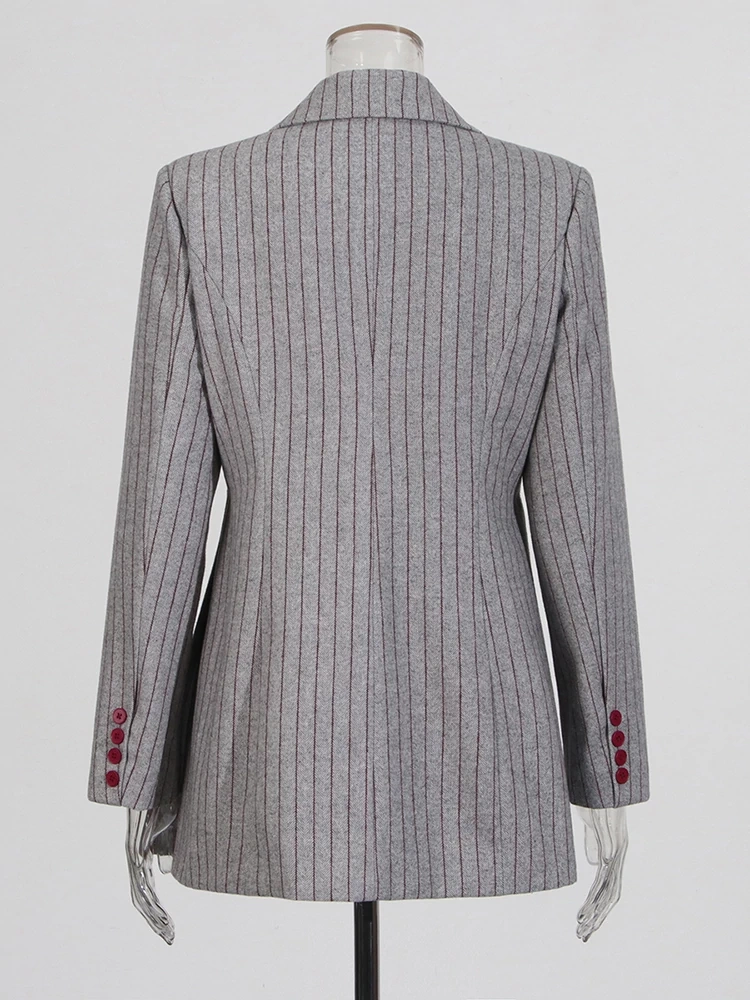 TWOTWINSTYLE Grey Striped Irregular Suit Jacket