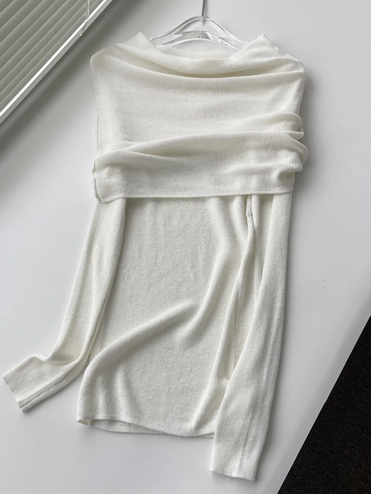 TWOTWINSTYLE One Shoulder Gentle Wool Knitted T-Shirt