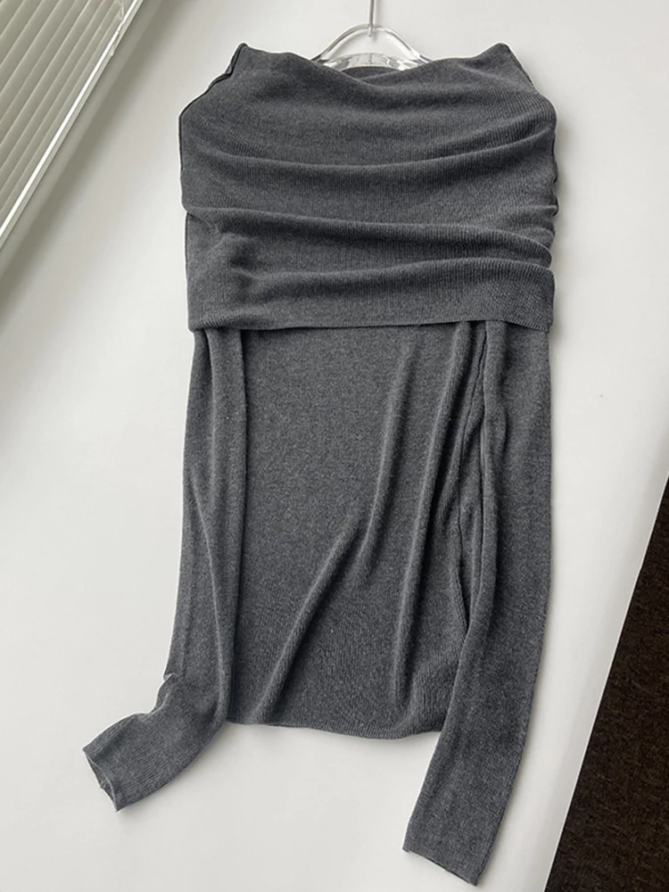 TWOTWINSTYLE One Shoulder Gentle Wool Knitted T-Shirt