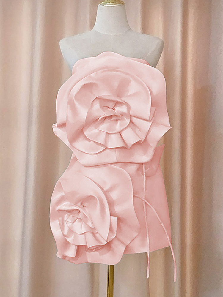 Strapless Sexy Short Three-Dimensional Decorative Dresses New