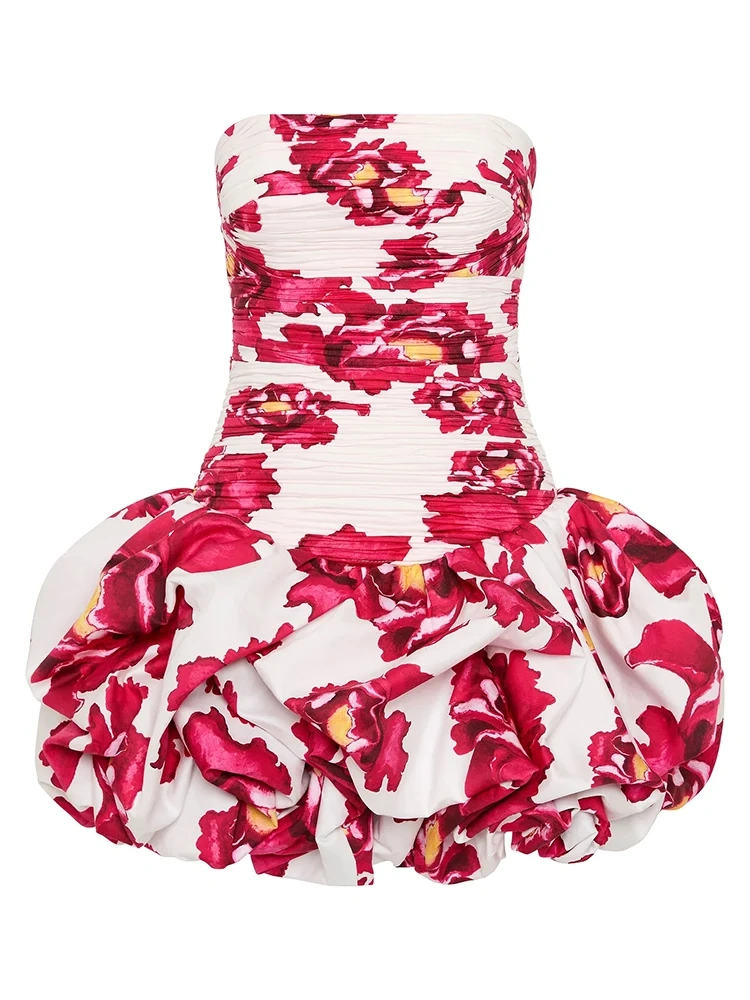 TWOTWINSTYLE Strapless Folds Mini Party Dress