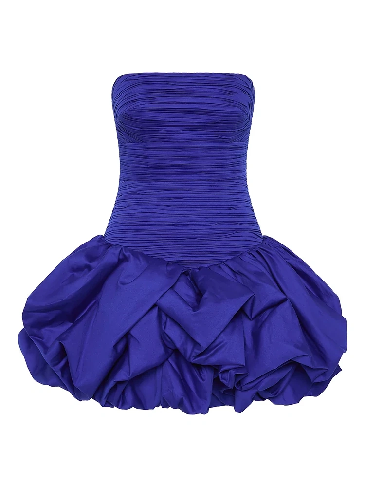 TWOTWINSTYLE Strapless Folds Mini Party Dress