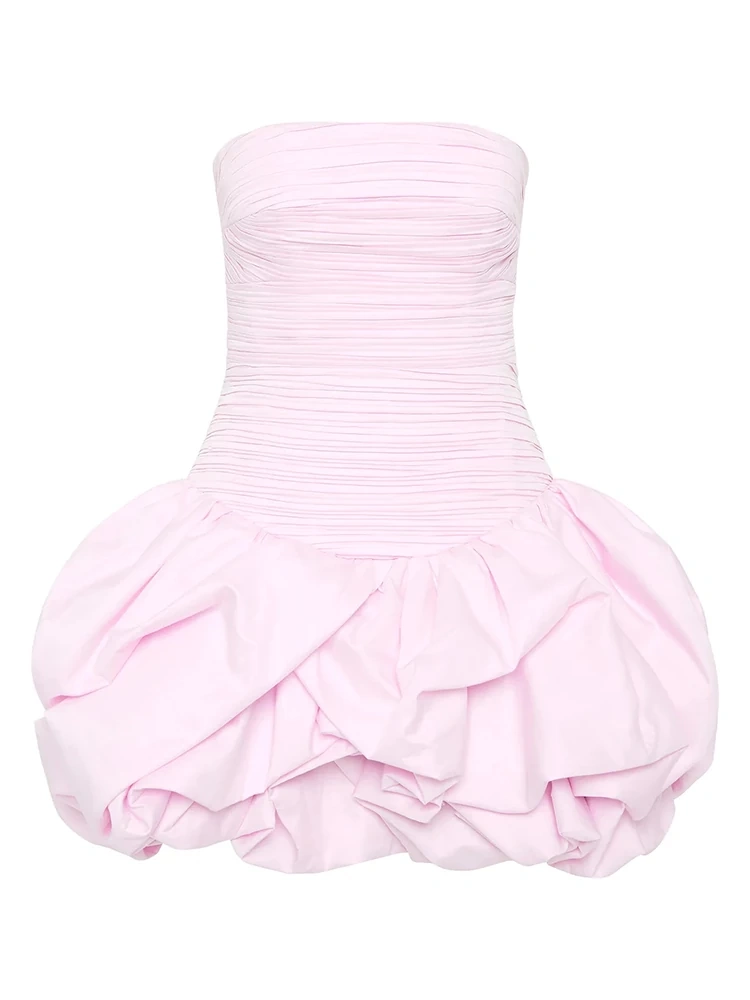 TWOTWINSTYLE Strapless Folds Mini Party Dress