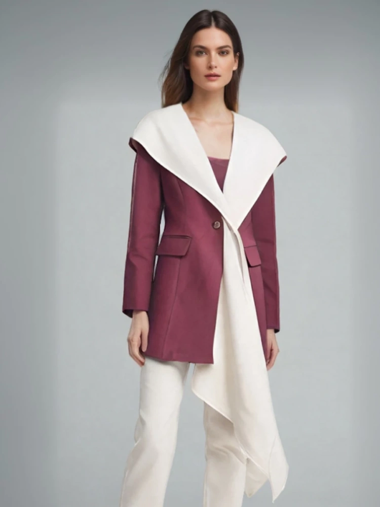 Teotwin Style TWOTWINSTYLE Scarf Collar Ribbon Splicing Jacket