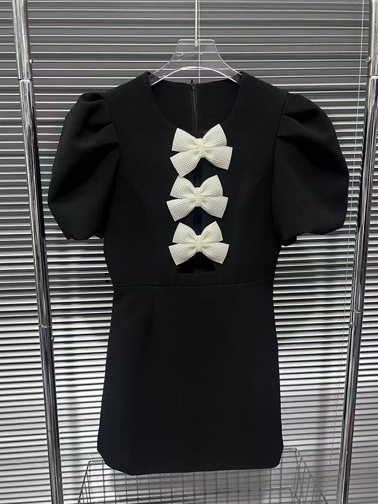 TWOTWINSTYLE  Bow Hollow Out Mini Dress
