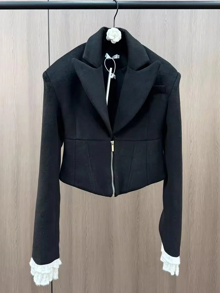 TWOTWINSTYLE Woolen Suit Jacket and Shorts Two Piece Sets