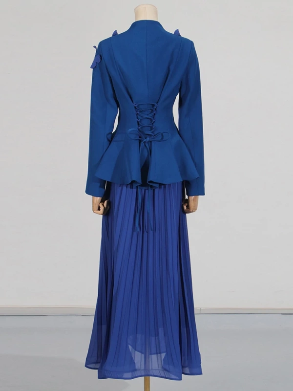 TWOTWINSTYLE Collarless Butterfly V Neck Suit High Wiast Two PIece Set