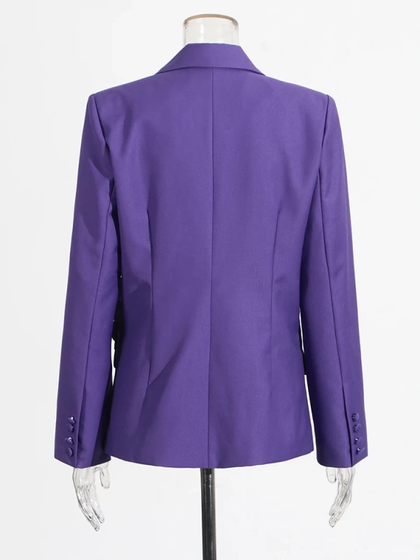 TWOTWINSTYLE Flower Single Button Hem Split Suit Jacket