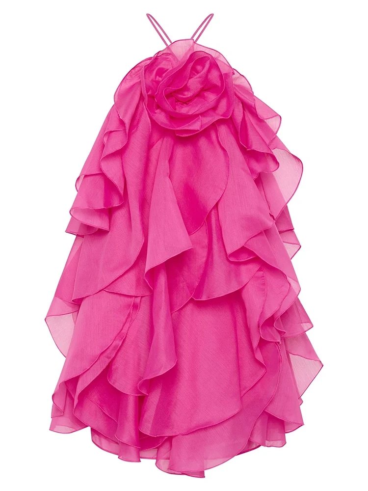TWOTWINSTYLE Hanging Neck Backless Floral Mini Dress