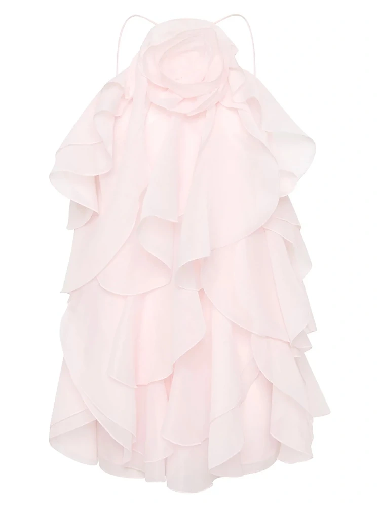 TWOTWINSTYLE Hanging Neck Backless Floral Mini Dress