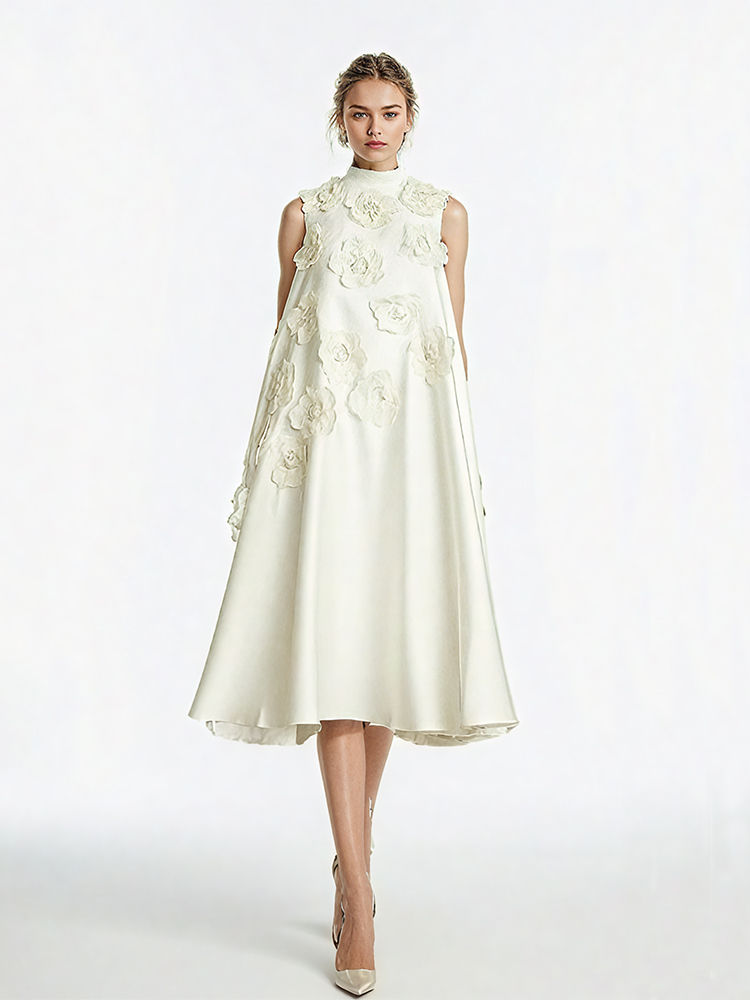 TWOTWINSTYLE Patchwork Appliques Elegant Maxi Dresse