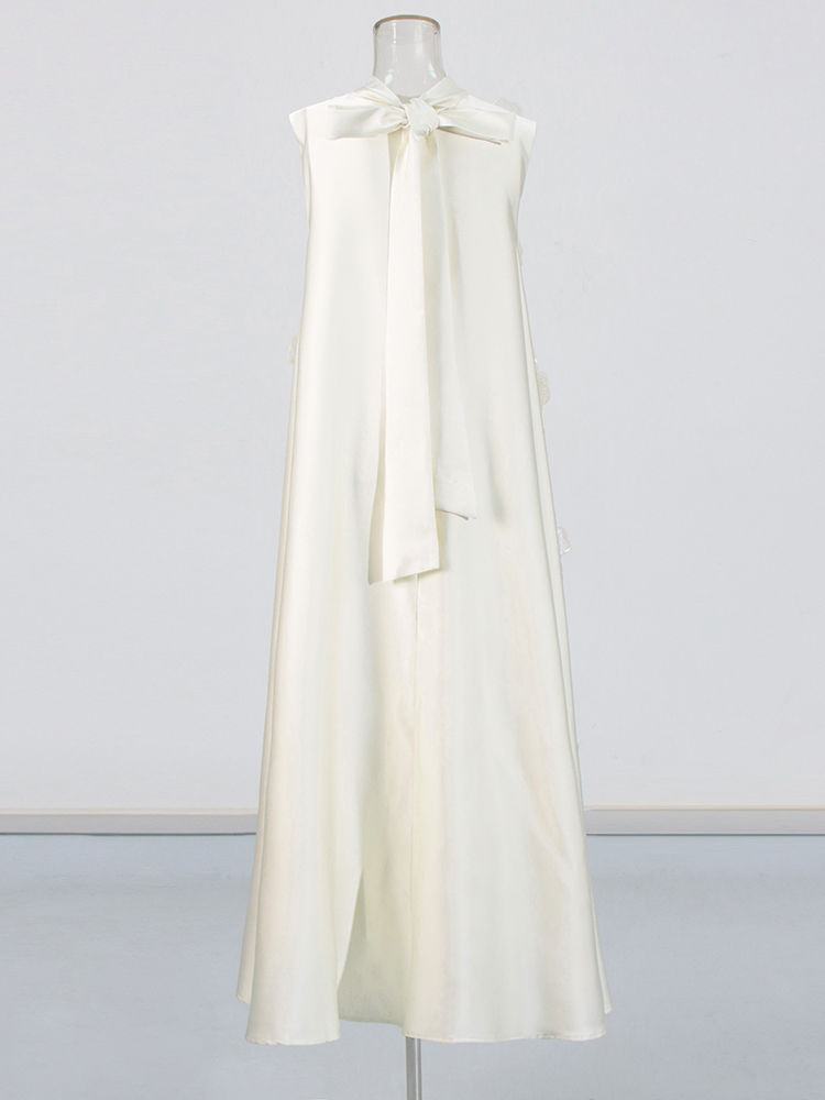 TWOTWINSTYLE Patchwork Appliques Elegant Maxi Dresse