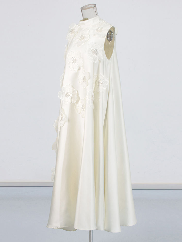 TWOTWINSTYLE Patchwork Appliques Elegant Maxi Dresse