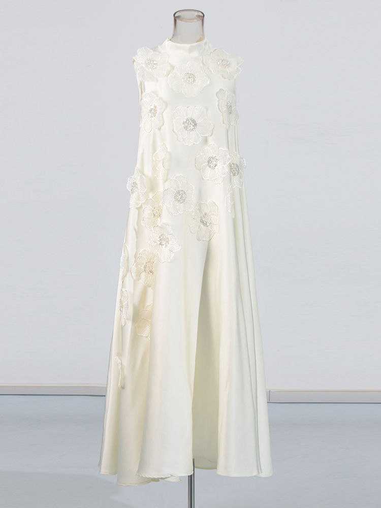 TWOTWINSTYLE Patchwork Appliques Elegant Maxi Dresse