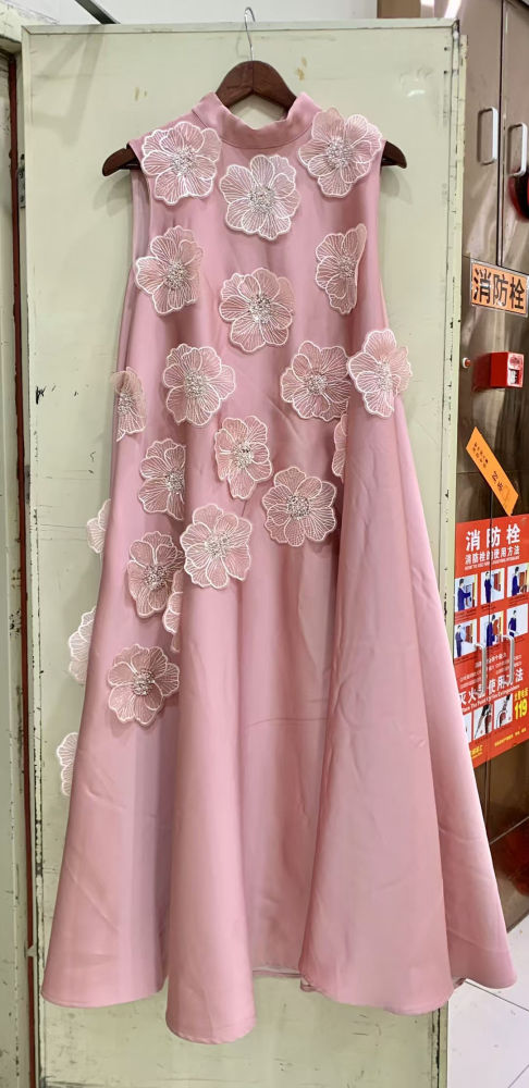 TWOTWINSTYLE Patchwork Appliques Elegant Maxi Dresse