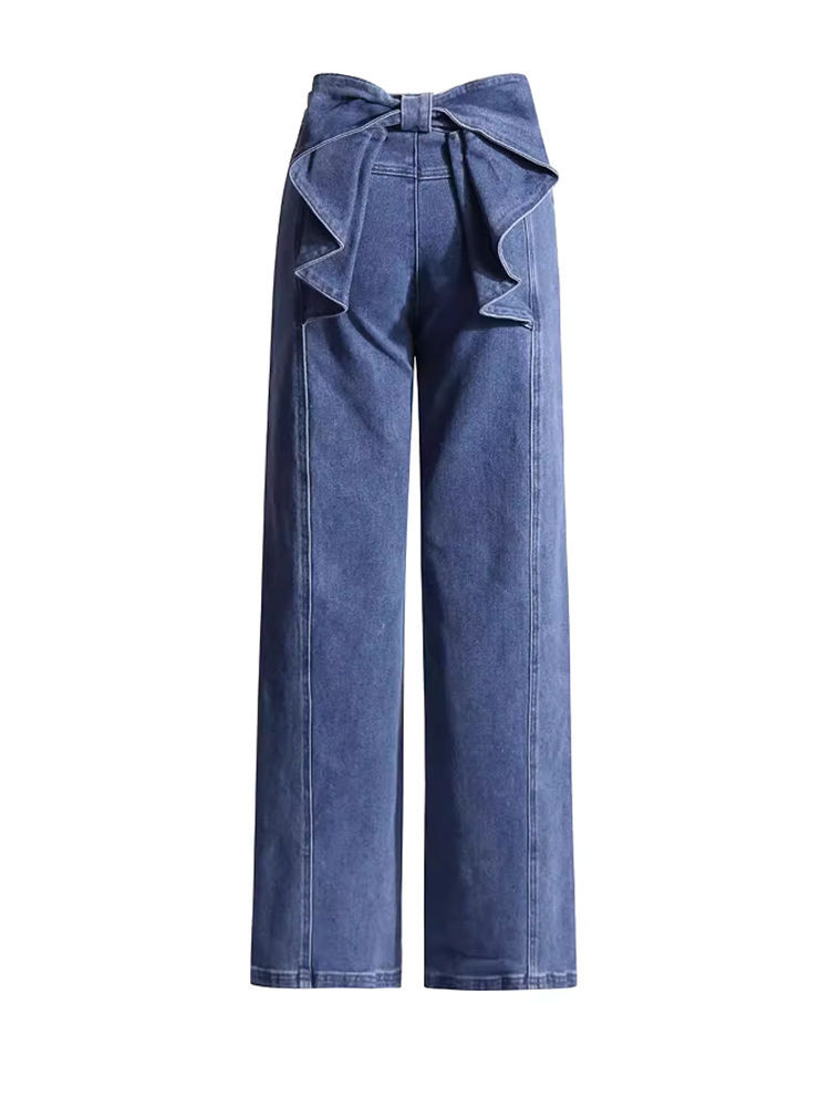 Bow High Wiat Straight Leg Jeans  New
