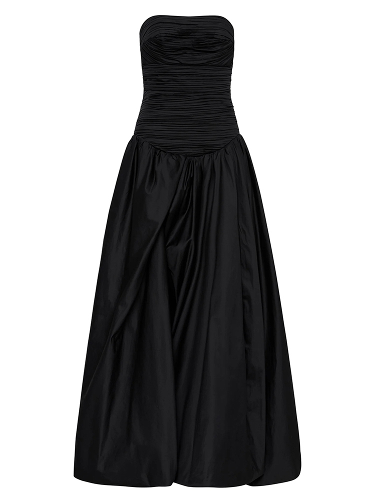 TWOTWINSTYLE Hit Color Slimming Dresses For Women Slash Neck Sleeveless High Waist Temperament Split Dress Female Fashion New