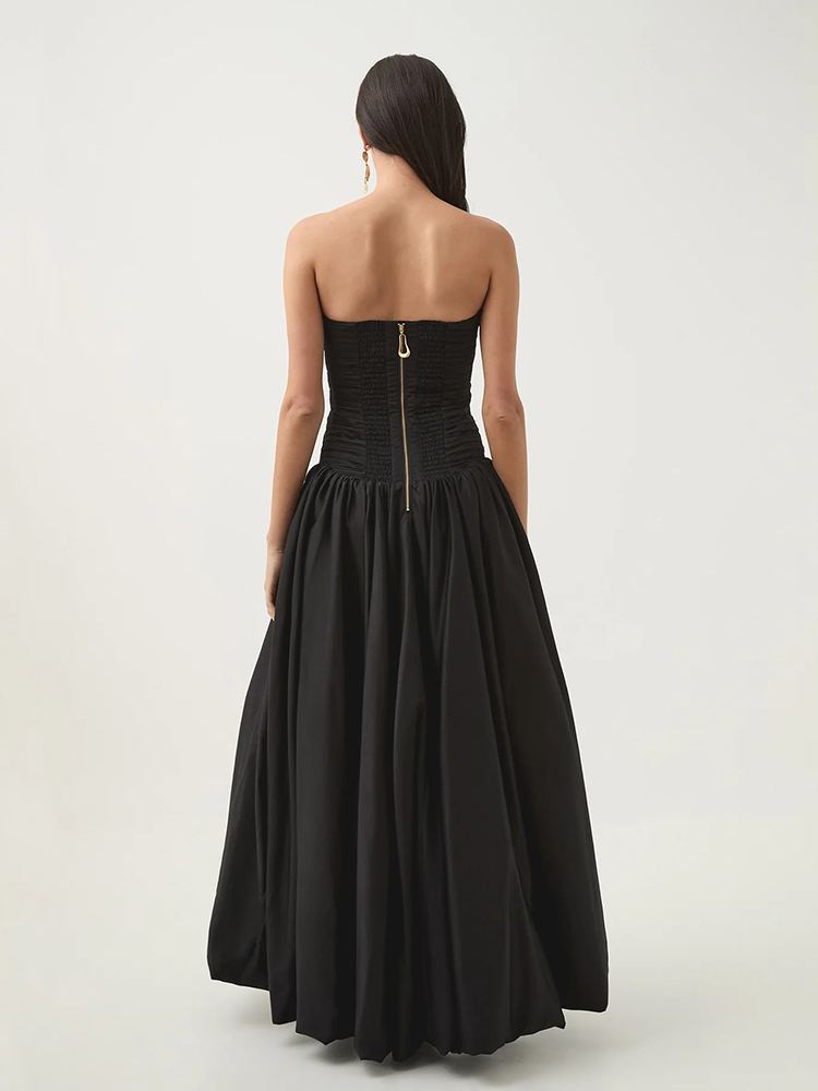 TWOTWINSTYLE Hit Color Slimming Dresses For Women Slash Neck Sleeveless High Waist Temperament Split Dress Female Fashion New