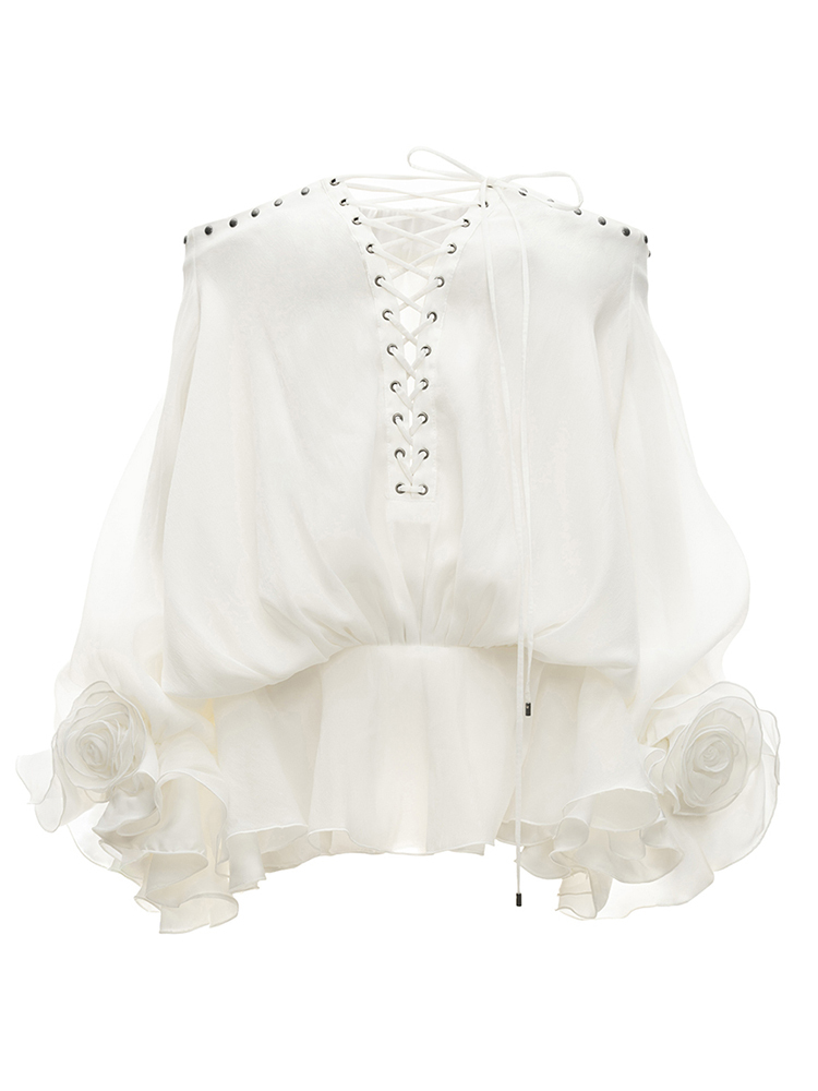 TWOTWINSTYLE Patchwork Lace Up Off Shoulder Mini Dress