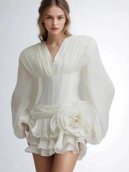 TWOTWINSTYLE  Patchwork Appliques High Waist Chic Dress