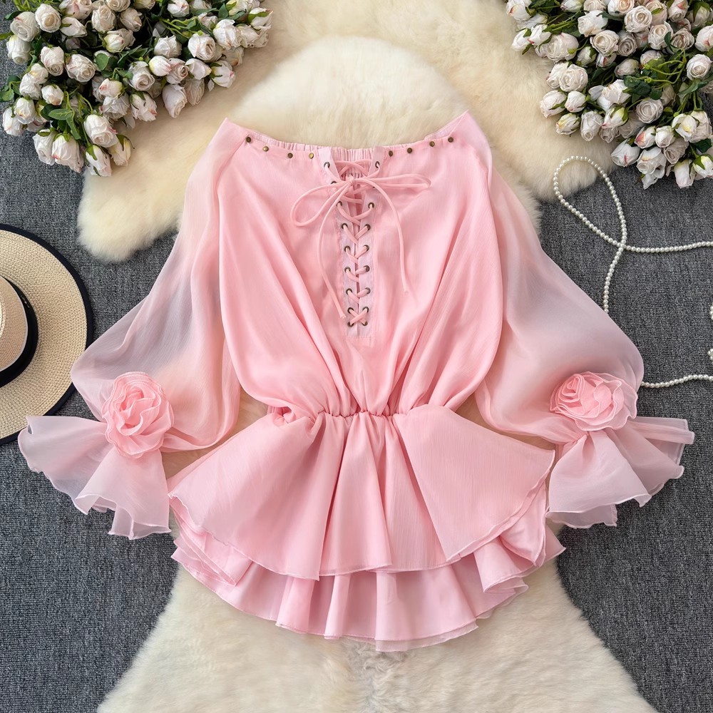 TWOTWINSTYLE Patchwork Lace Up Off Shoulder Mini Dress