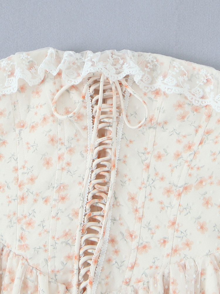 TWOTWINSTYLE Patchwork Lace Up Mini Dress