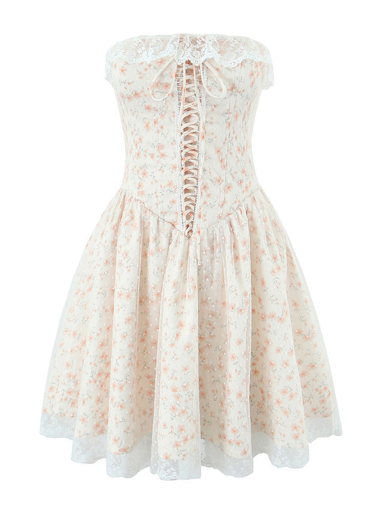 TWOTWINSTYLE Patchwork Lace Up Mini Dress