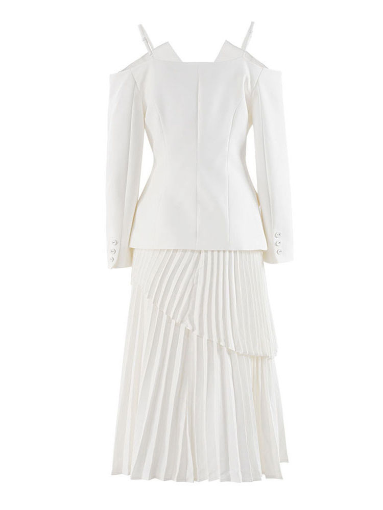 TWOTWINSTYLE Solid Off Shoulder Elegant Two piece Sets