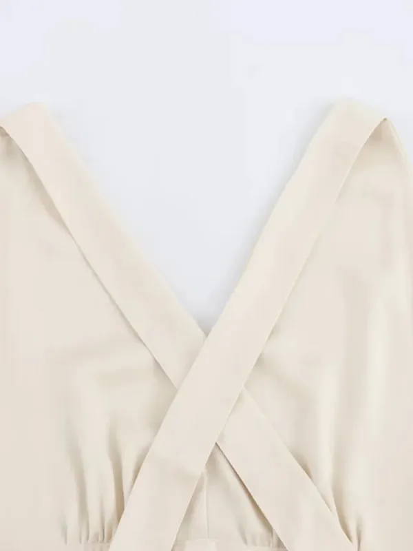 TWOTWINSTYLE V Neck Backless Solid Dresses