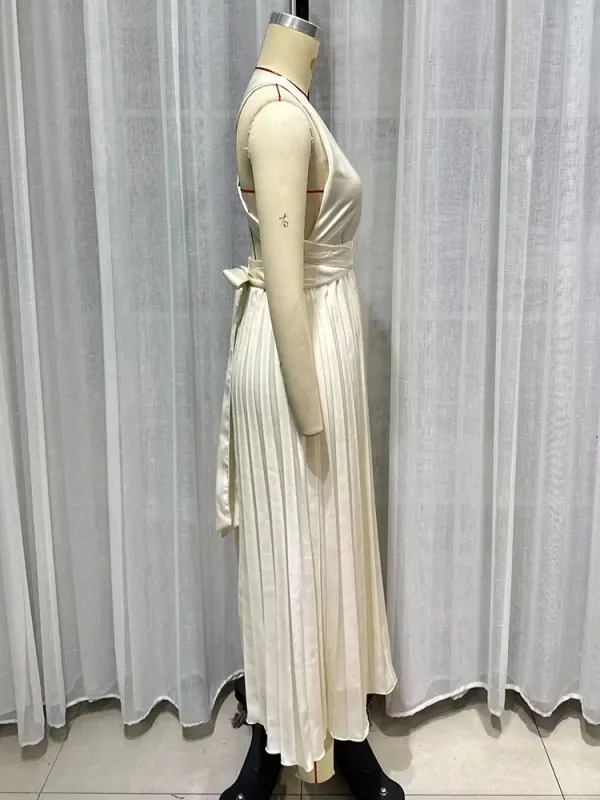 TWOTWINSTYLE V Neck Backless Solid Dresses