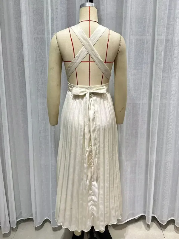 TWOTWINSTYLE V Neck Backless Solid Dresses