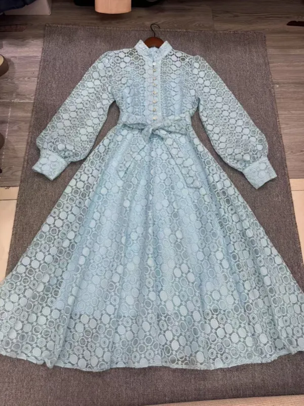 TWOTWINSTYLE Vintage Solid Lace Dress