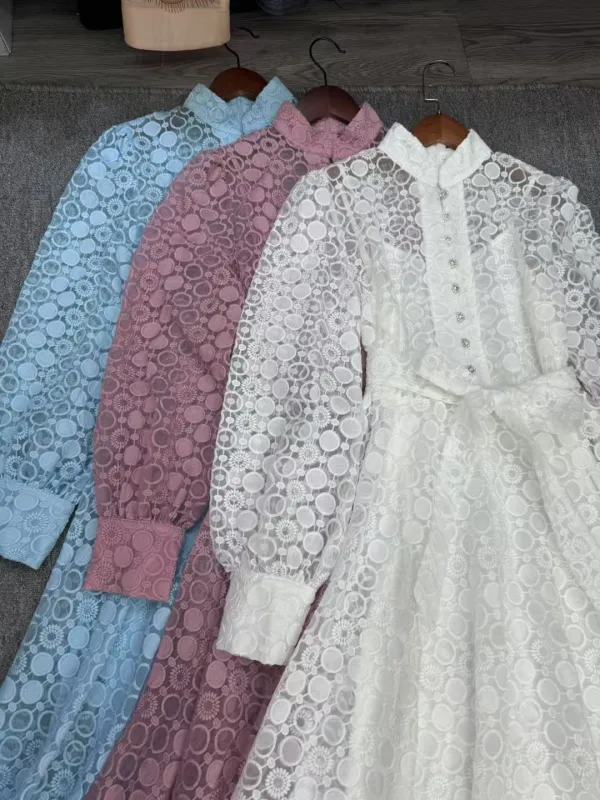 TWOTWINSTYLE Vintage Solid Lace Dress