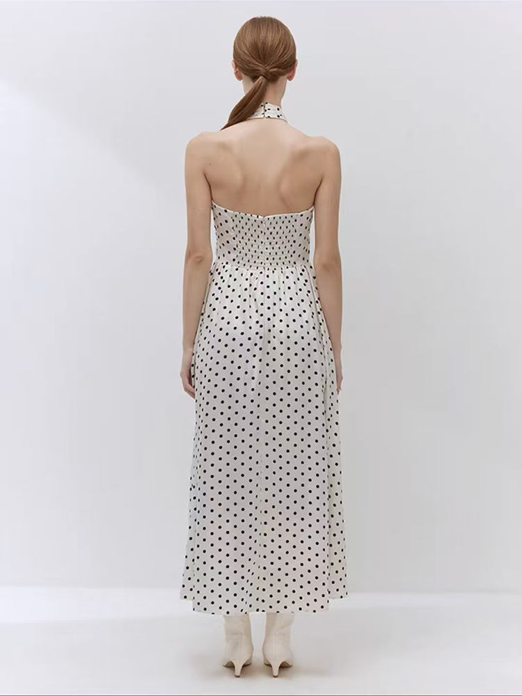 TWOTWINSTYLE Colorblock Halter Backless Dress