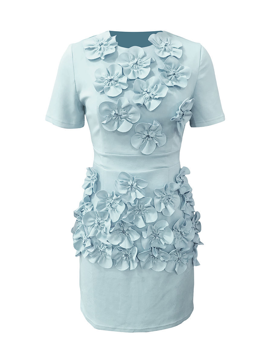 TWOTWINSTYLE Patchwork Appliques Casual Mini Dress