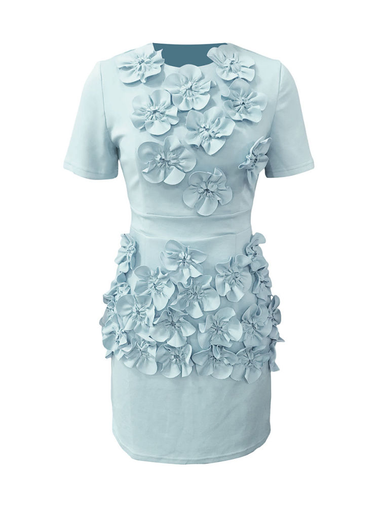 TWOTWINSTYLE Patchwork Appliques Casual Mini Dress