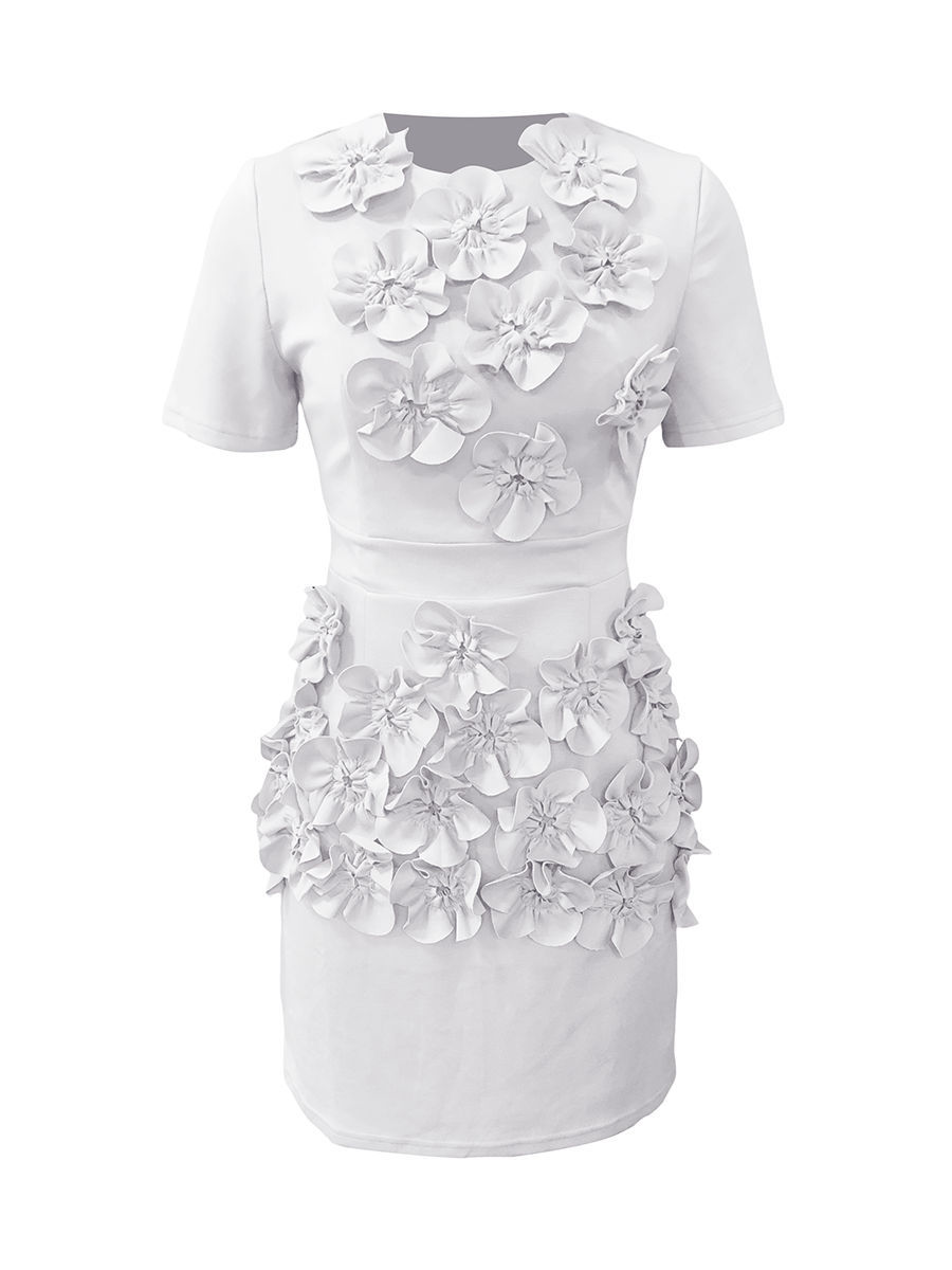TWOTWINSTYLE Patchwork Appliques Casual Mini Dress