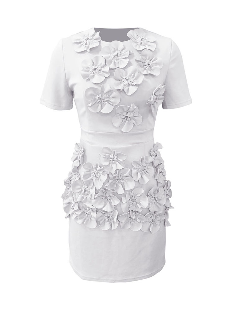 TWOTWINSTYLE Patchwork Appliques Casual Mini Dress
