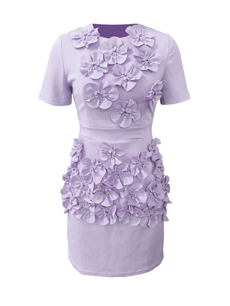 TWOTWINSTYLE Patchwork Appliques Casual Mini Dress