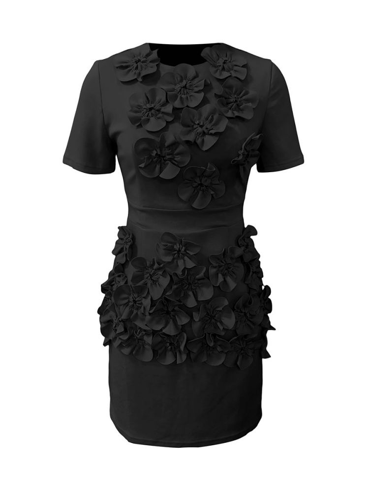 TWOTWINSTYLE Patchwork Appliques Casual Mini Dress