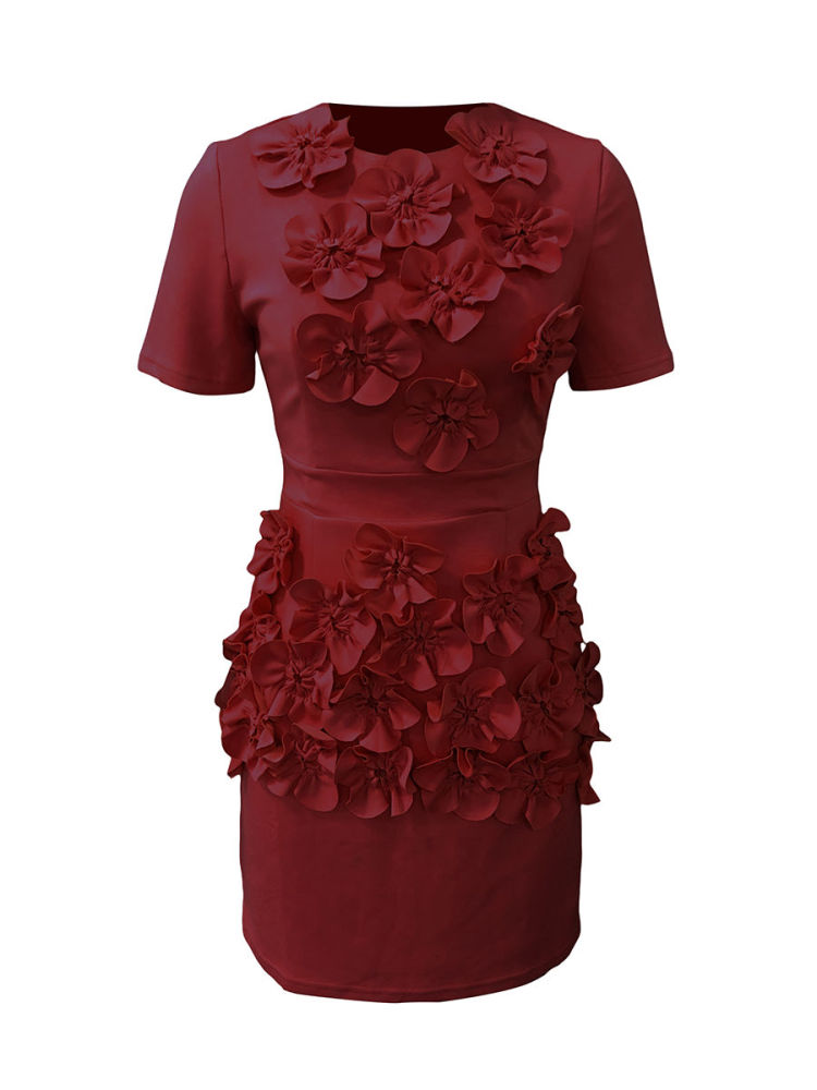 TWOTWINSTYLE Patchwork Appliques Casual Mini Dress