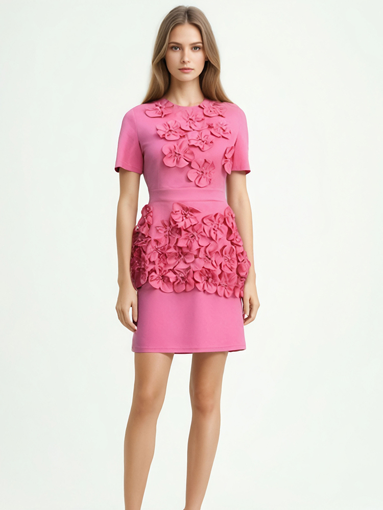 TWOTWINSTYLE Patchwork Appliques Casual Mini Dress