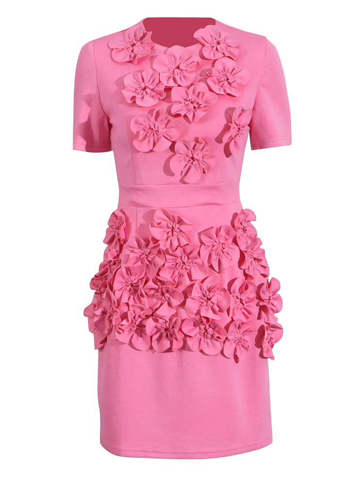 TWOTWINSTYLE Patchwork Appliques Casual Mini Dress