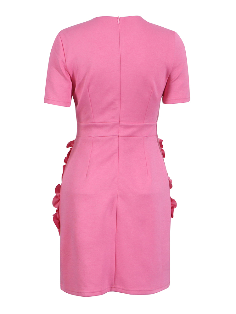 TWOTWINSTYLE Patchwork Appliques Casual Mini Dress