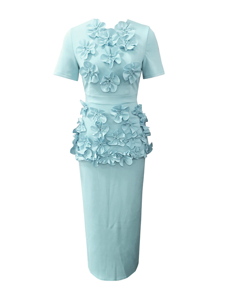 TWOTWINSTYLE Solid SLimming Spliced Appliques Two Pieces Sets