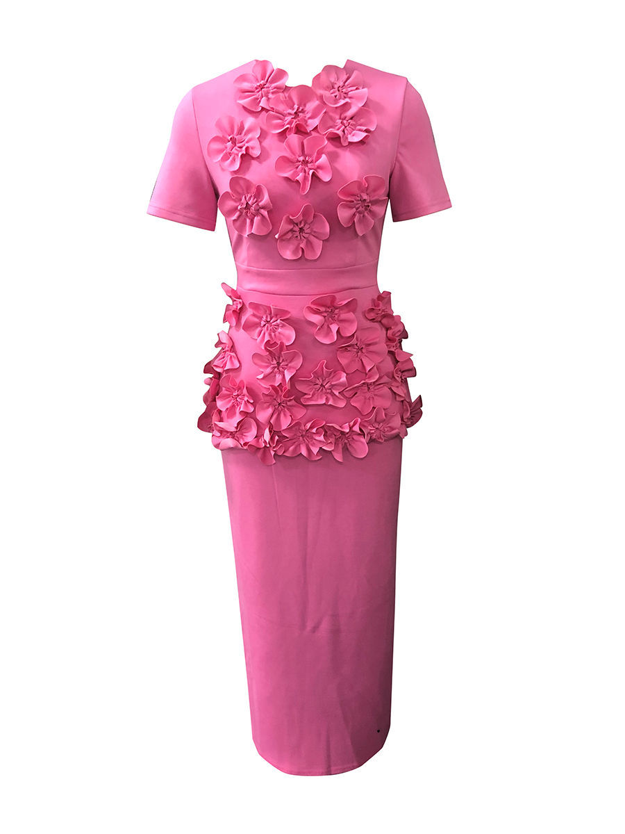 TWOTWINSTYLE Solid SLimming Spliced Appliques Two Pieces Sets