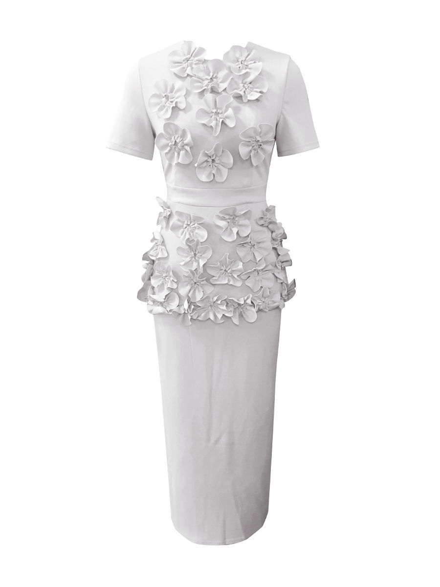 TWOTWINSTYLE Solid SLimming Spliced Appliques Two Pieces Sets