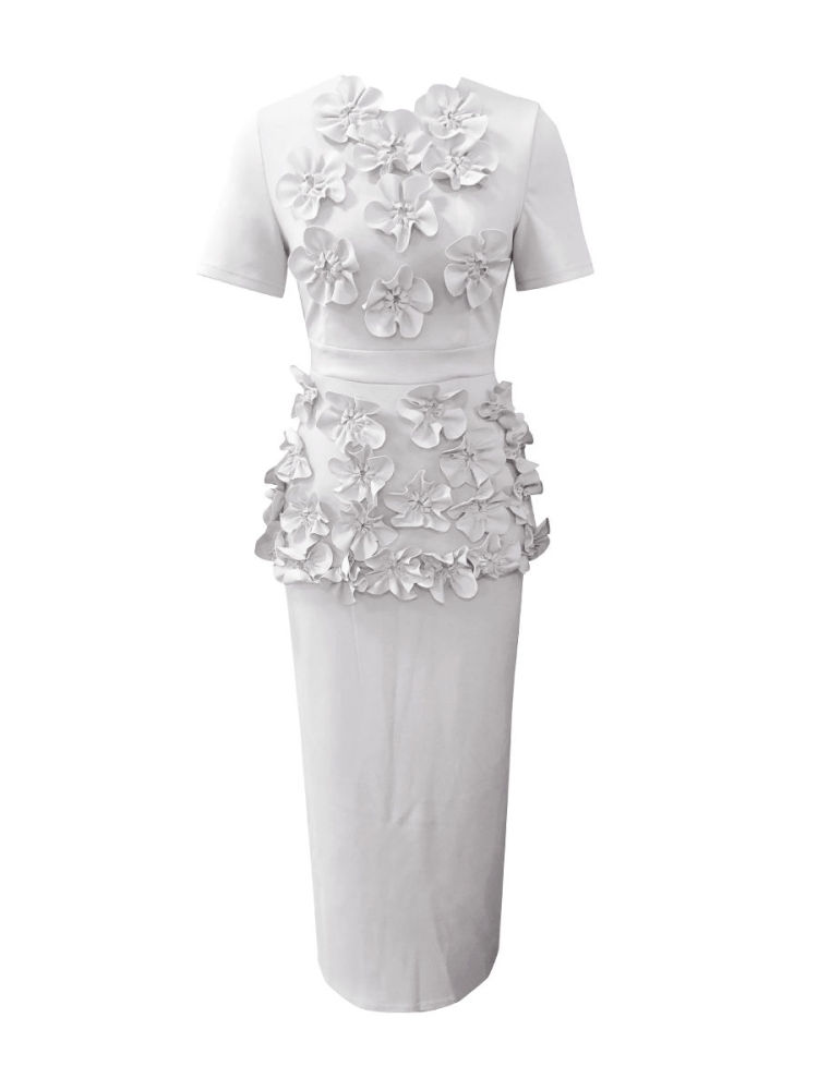 TWOTWINSTYLE Solid SLimming Spliced Appliques Two Pieces Sets
